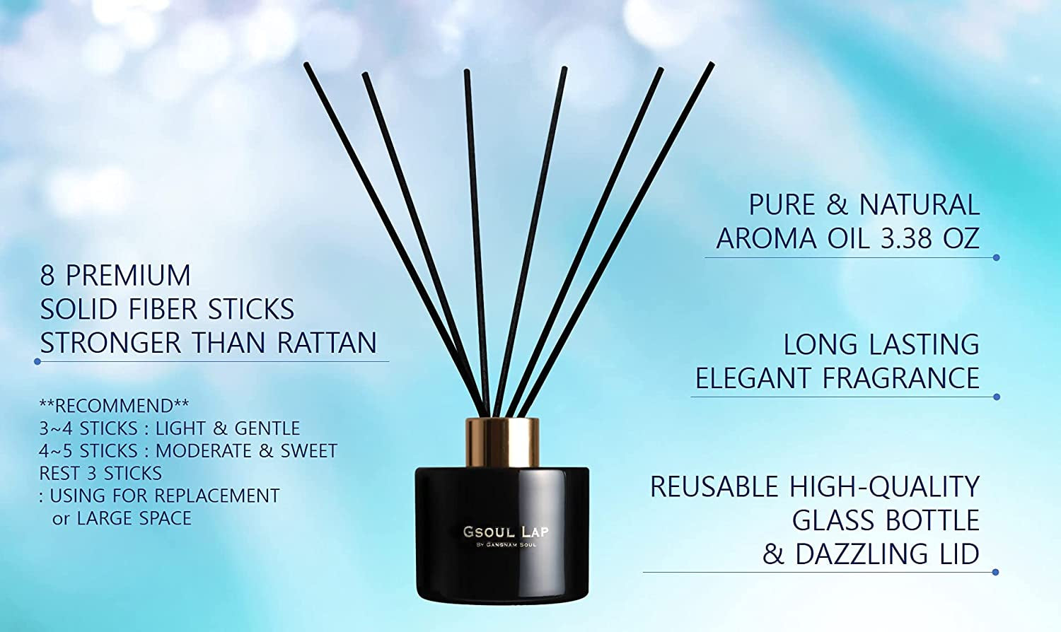 Moroccan Bergamot Reed Diffuser Set/Fragrance Oil Diffuser Reeds/Scent Diffuser/Room Decor, Office Decor, Black Decor/Home Fragrance Products & Gifts