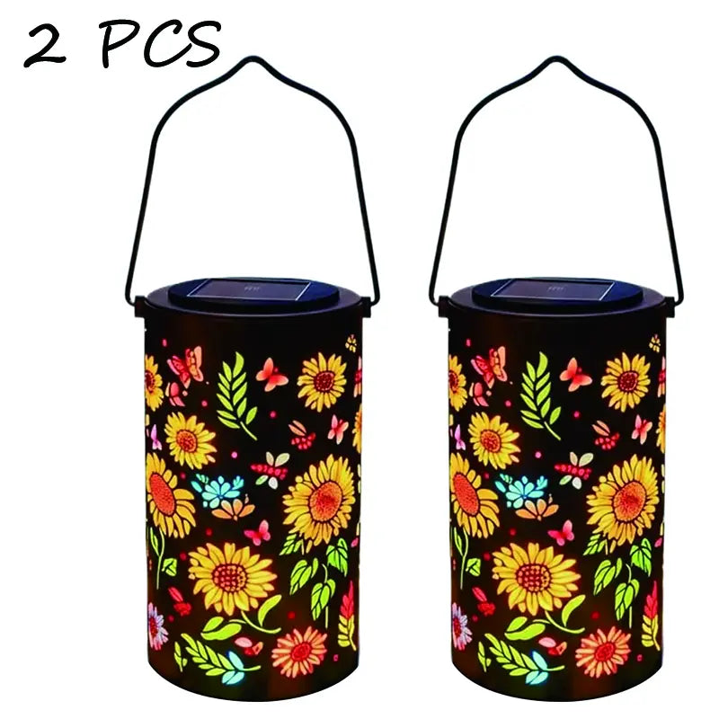 Colorful Sunflower Glow Solar Garden Lantern, Sunflower Solar Lights Outdoor - Waterproof Decorative Hanging, Decorative Patio & Garden Lantern with Warm Colorful Glow (1 Set)