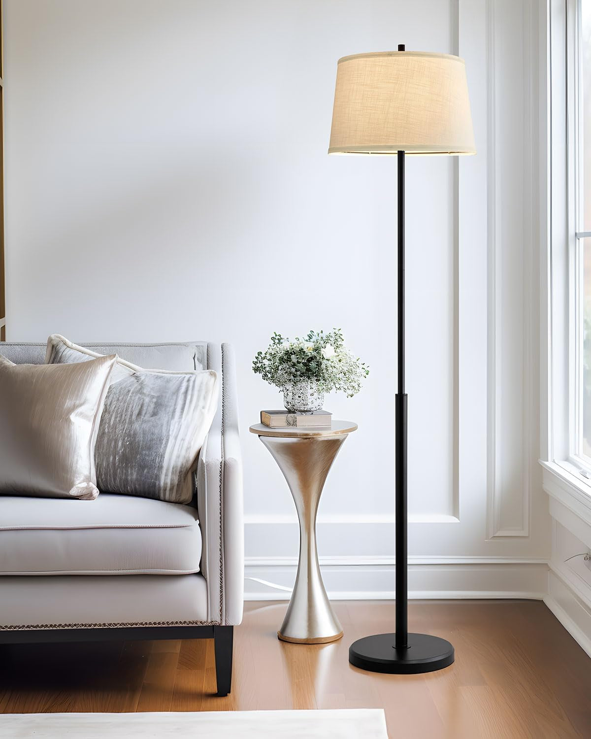 61.75" Modern Floor Lamp for Living Room, Tall Lamp for Bedroom, Floor Lamp with Rotary Switch, Industrial Standing Lamp for Nursery Study Room Office