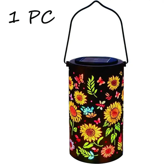 Colorful Sunflower Glow Solar Garden Lantern, Sunflower Solar Lights Outdoor - Waterproof Decorative Hanging, Decorative Patio & Garden Lantern with Warm Colorful Glow (1 Set)