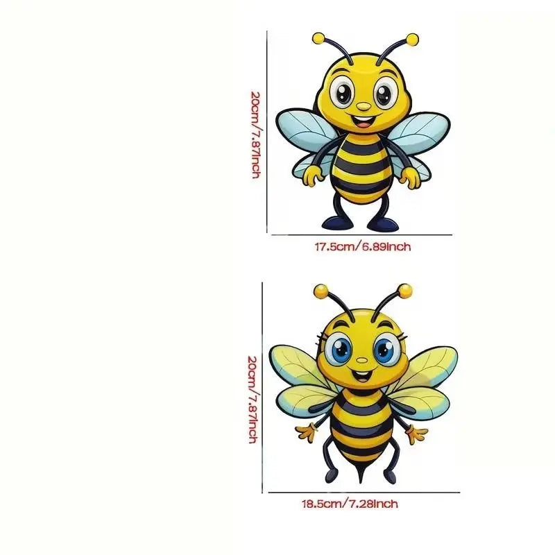 2Pcs Metal Bee Wall Decor, Cute Garden Bees with Detailed Wings & Antennae, Durable Iron Garden Sculptures Statues for Fence, Easy-Hang Lightweight Decoration, Garden Accessories