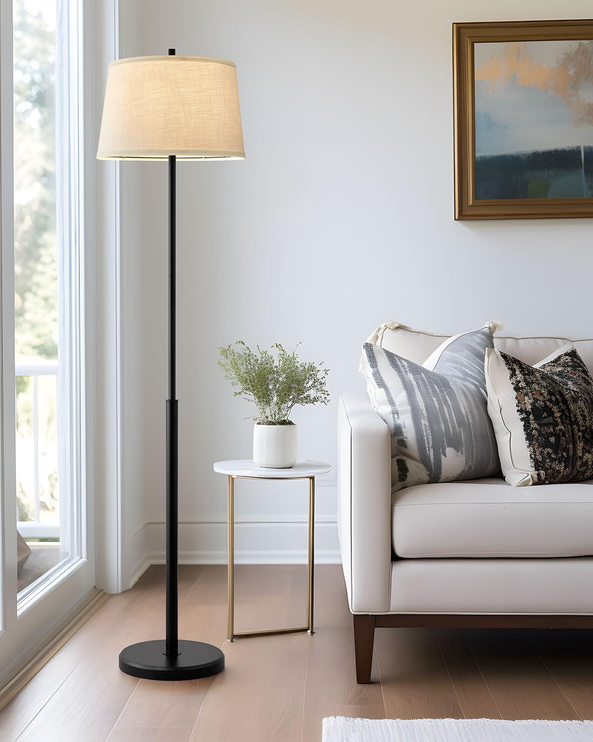 61.75" Modern Floor Lamp for Living Room, Tall Lamp for Bedroom, Floor Lamp with Rotary Switch, Industrial Standing Lamp for Nursery Study Room Office