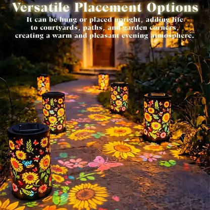 Colorful Sunflower Glow Solar Garden Lantern, Sunflower Solar Lights Outdoor - Waterproof Decorative Hanging, Decorative Patio & Garden Lantern with Warm Colorful Glow (1 Set)