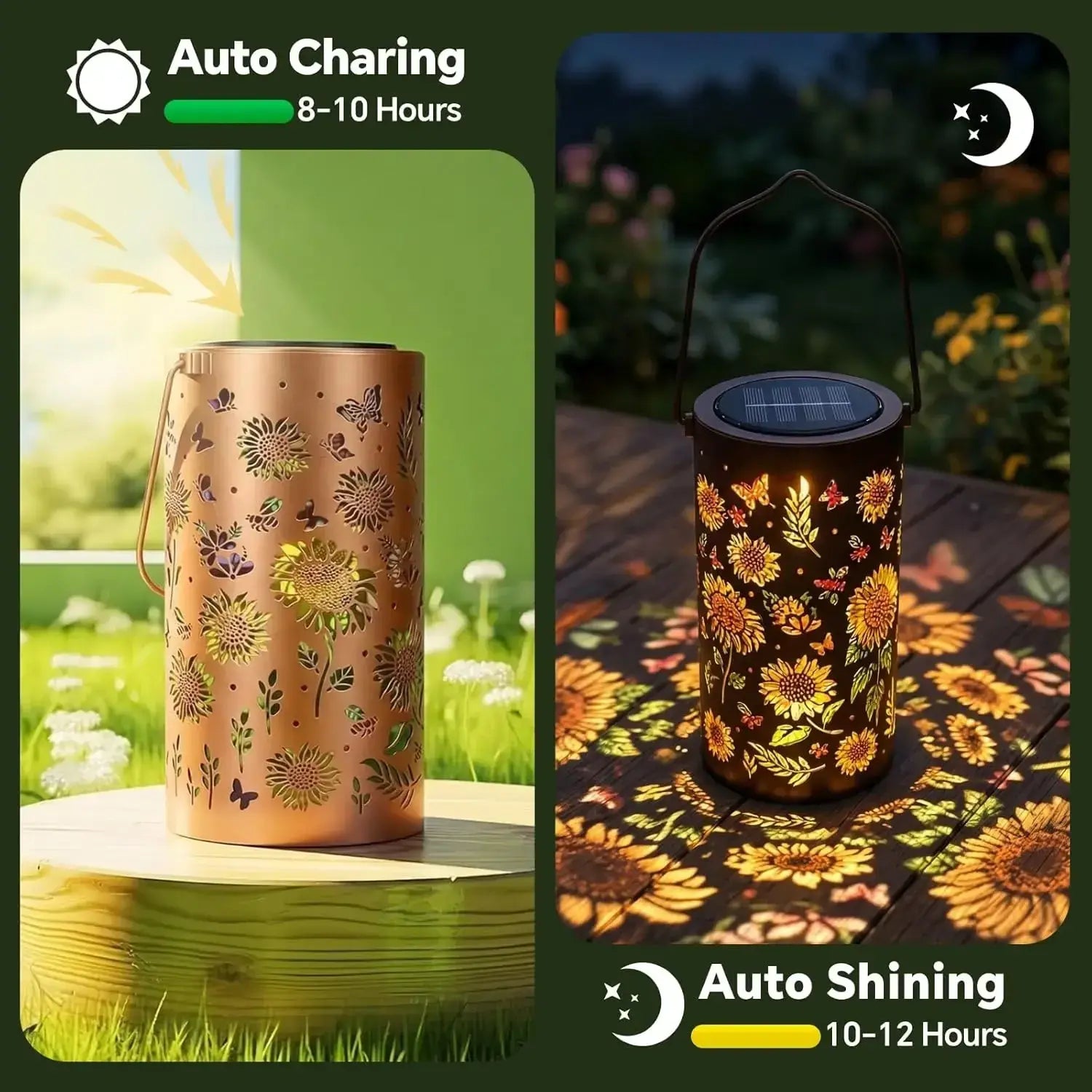 Colorful Sunflower Glow Solar Garden Lantern, Sunflower Solar Lights Outdoor - Waterproof Decorative Hanging, Decorative Patio & Garden Lantern with Warm Colorful Glow (1 Set)