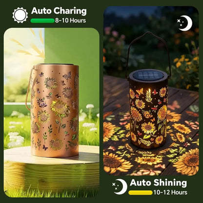 Colorful Sunflower Glow Solar Garden Lantern, Sunflower Solar Lights Outdoor - Waterproof Decorative Hanging, Decorative Patio & Garden Lantern with Warm Colorful Glow (1 Set)