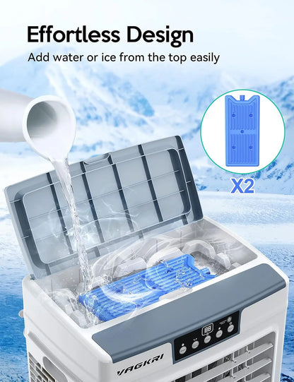 Evaporative Air Cooler, VAGKRI 9.2Gallon-12Gallon, 120°Oscillation Air Cooler with Remote Control, 24H Timer, 3 Modes & Wind Speeds for Outdoor Indoor Use, 2100-3000CFM Swamp Cooler #Summervibes