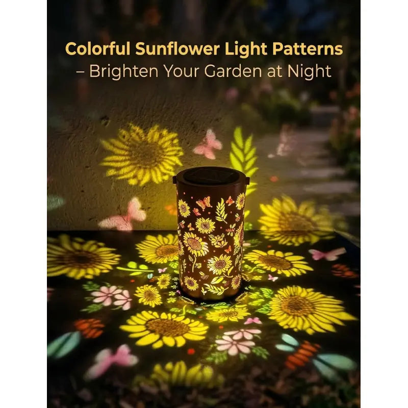 Colorful Sunflower Glow Solar Garden Lantern, Sunflower Solar Lights Outdoor - Waterproof Decorative Hanging, Decorative Patio & Garden Lantern with Warm Colorful Glow (1 Set)