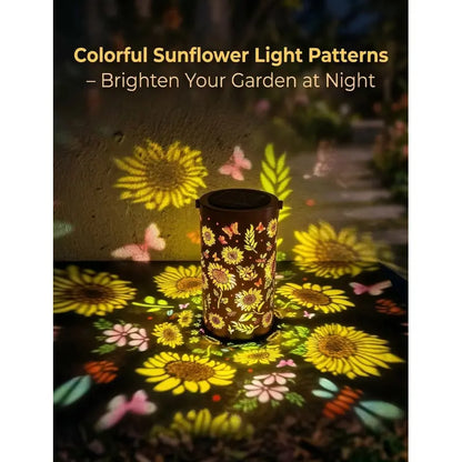 Colorful Sunflower Glow Solar Garden Lantern, Sunflower Solar Lights Outdoor - Waterproof Decorative Hanging, Decorative Patio & Garden Lantern with Warm Colorful Glow (1 Set)