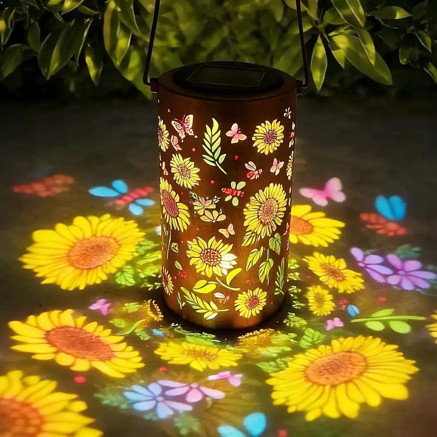 Colorful Sunflower Glow Solar Garden Lantern, Sunflower Solar Lights Outdoor - Waterproof Decorative Hanging, Decorative Patio & Garden Lantern with Warm Colorful Glow (1 Set)