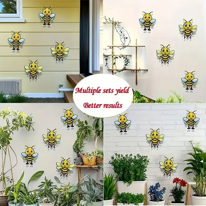 2Pcs Metal Bee Wall Decor, Cute Garden Bees with Detailed Wings & Antennae, Durable Iron Garden Sculptures Statues for Fence, Easy-Hang Lightweight Decoration, Garden Accessories