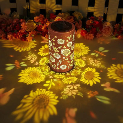 Colorful Sunflower Glow Solar Garden Lantern, Sunflower Solar Lights Outdoor - Waterproof Decorative Hanging, Decorative Patio & Garden Lantern with Warm Colorful Glow (1 Set)
