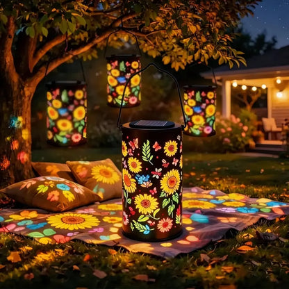 Colorful Sunflower Glow Solar Garden Lantern, Sunflower Solar Lights Outdoor - Waterproof Decorative Hanging, Decorative Patio & Garden Lantern with Warm Colorful Glow (1 Set)
